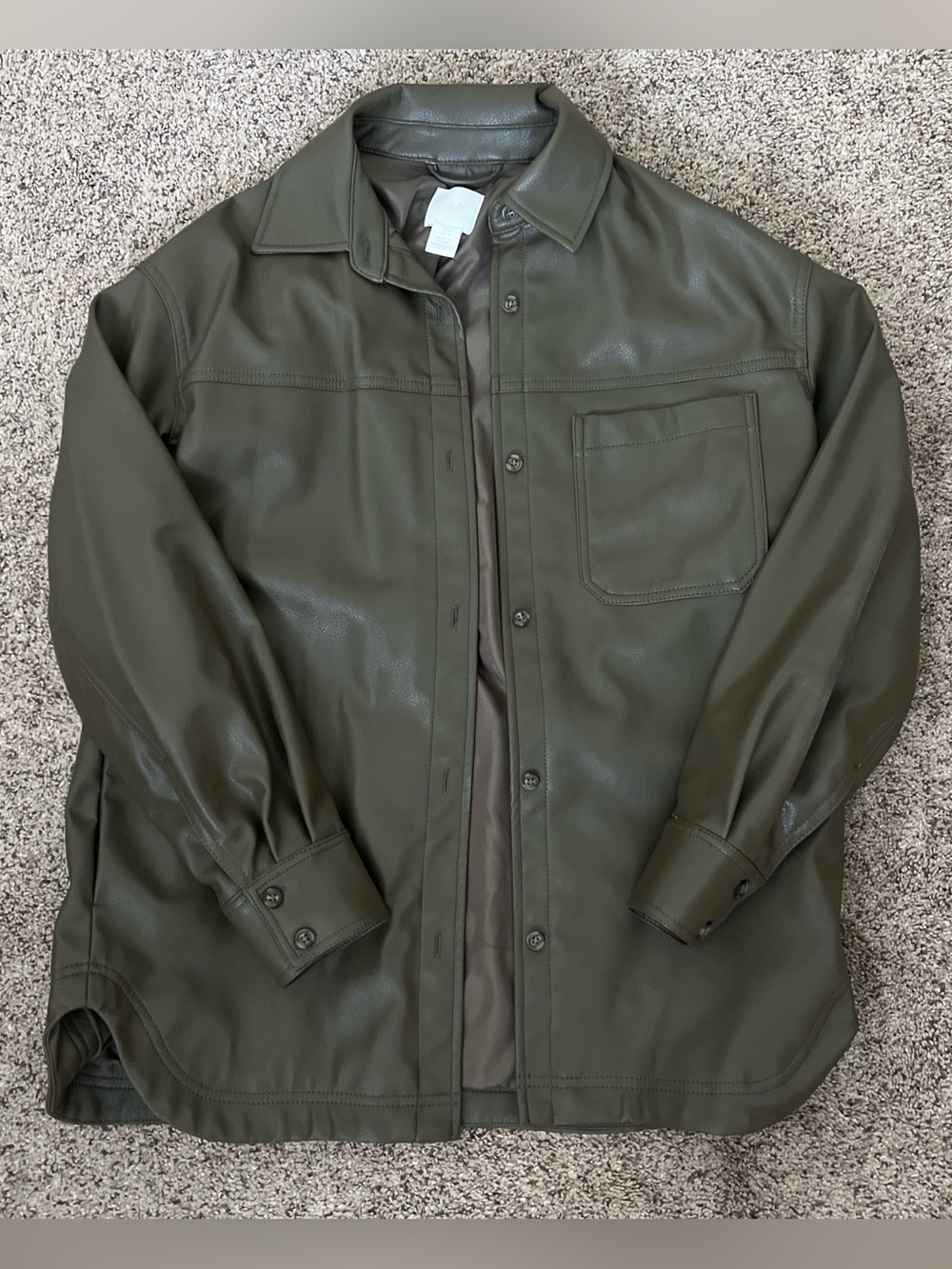 H&M Olive Green Leather Jacket